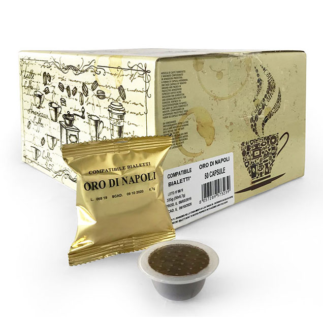 Oro Napoletano Compatibili Bialetti* 50 Caps - 8 Caffè, Cialde e Capsule  Compatibili