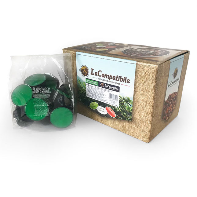 Tè verde matcha, menta e liquirizia solubile LaCompatibile - 48 Capsule  compatibili Nescafè Dolce Gusto ®