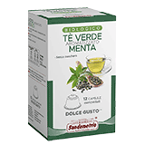 Sandemetrio Tè verde aromatizzato menta (Tè pregiato biologico - astuccio da 12 capsule compatibili Nescafè Dolce Gusto)