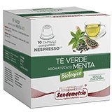 Sandemetrio Tè verde aromatizzato menta (Tè pregiato biologico - astuccio da 10 capsule compatibili Nespresso)