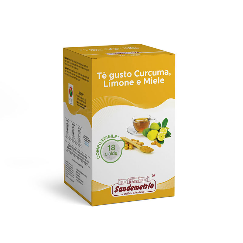 18 Cialde Caffè Toraldo Tisana Tè Curcuma, Limone e Miele, ESE 44mm